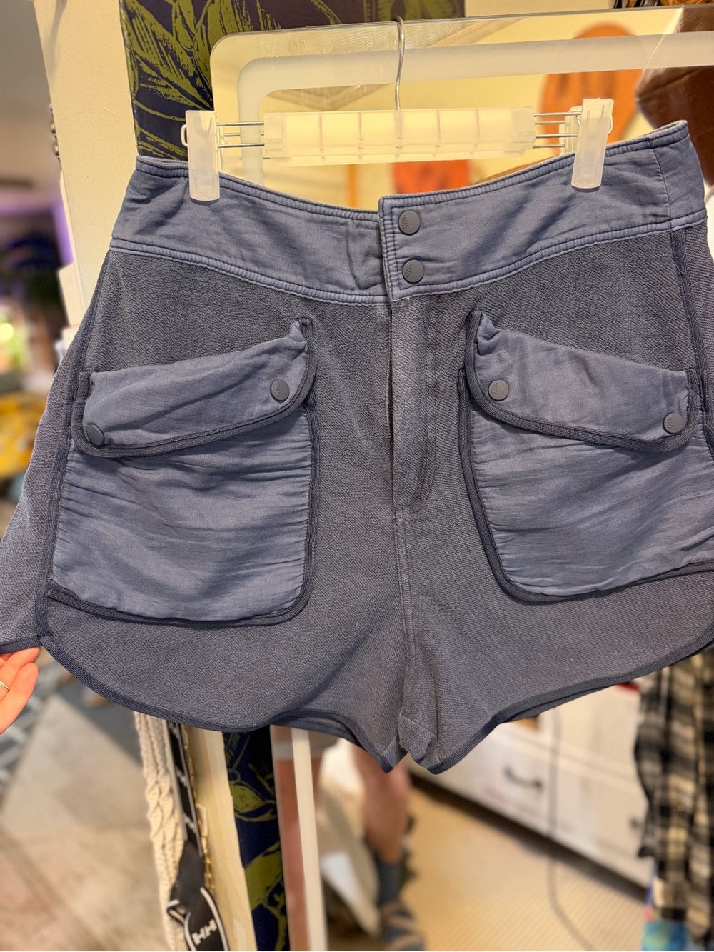 Free People Cargo Pocket Shorts in Dusty Blue